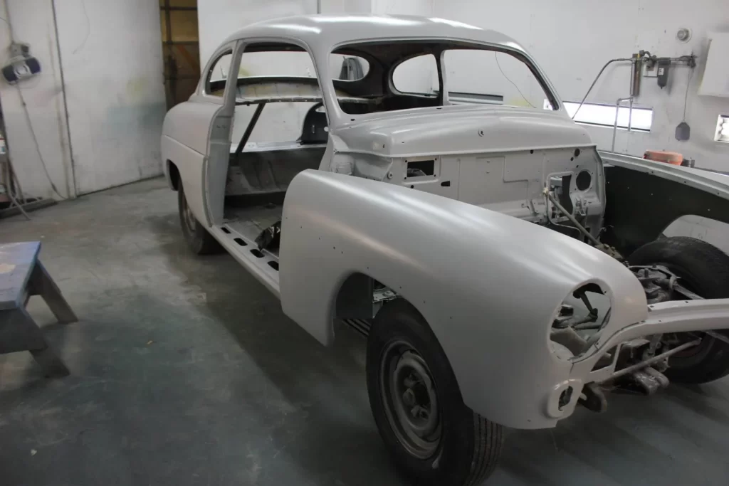 Complete Car Restoration on a white classic car